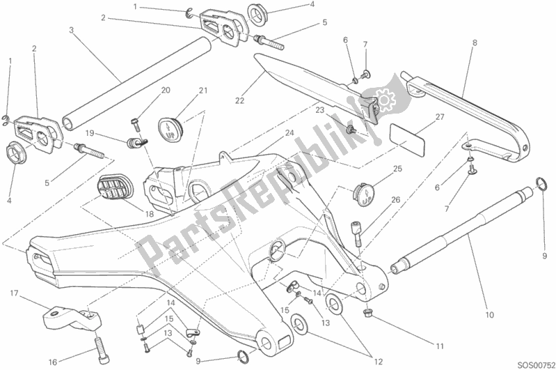 All parts for the Forcellone Posteriore of the Ducati Scrambler Urban Enduro Thailand USA 803 2017